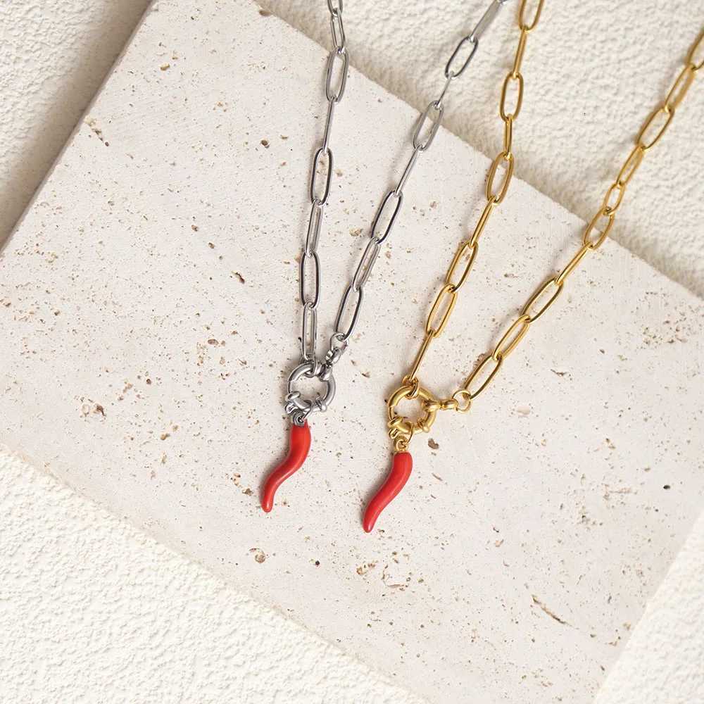Red Chili Charms Pendant Necklace for Women Stainless Steel Waterproof and Rust Proof Daily Accessories JewelryXJ251030
