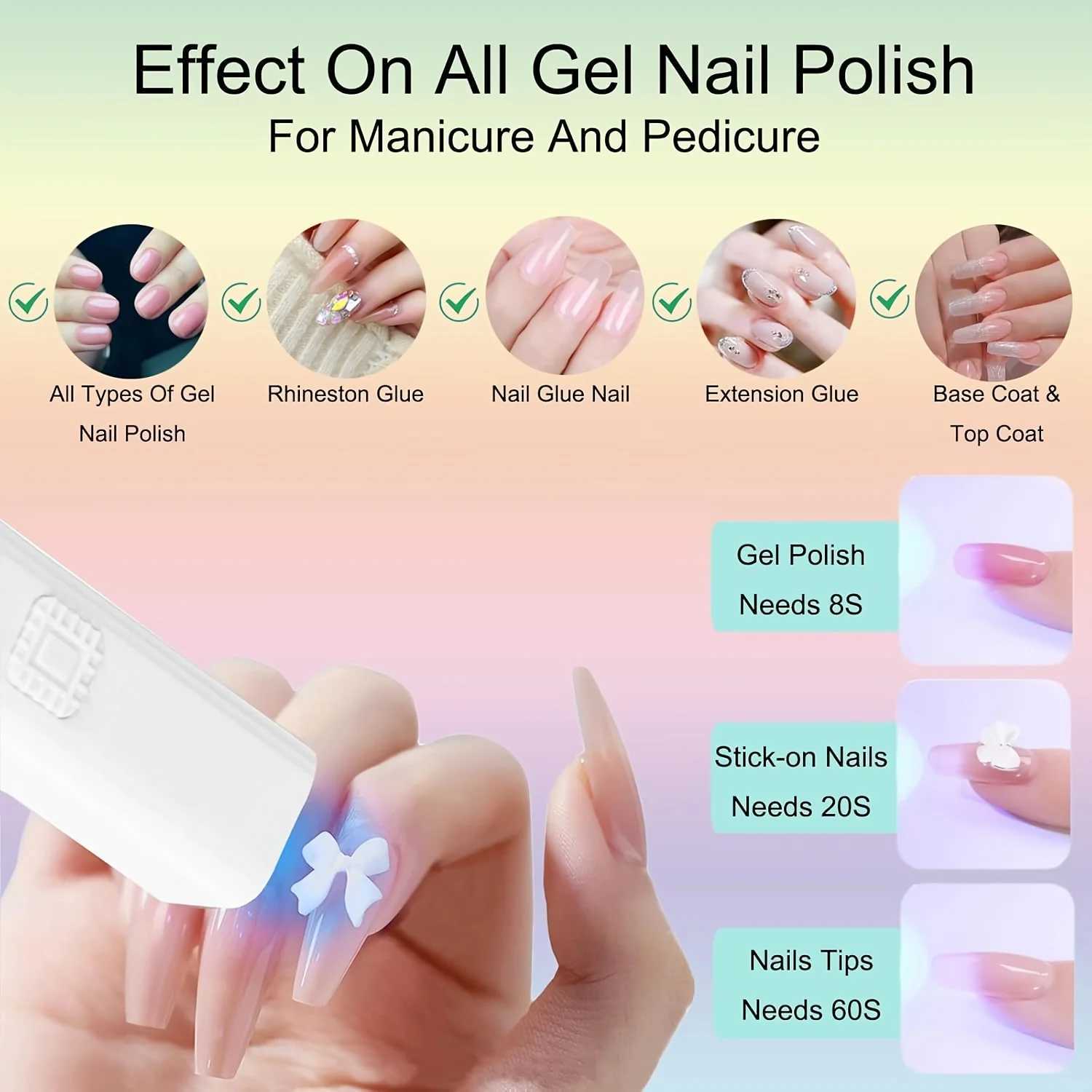 Handheld UV Light for Nails Mini Nail Dryer LED Light with Stand LCD Screen with 3 Timer Cordless Rechargeable USB Gel Lamp L251030
