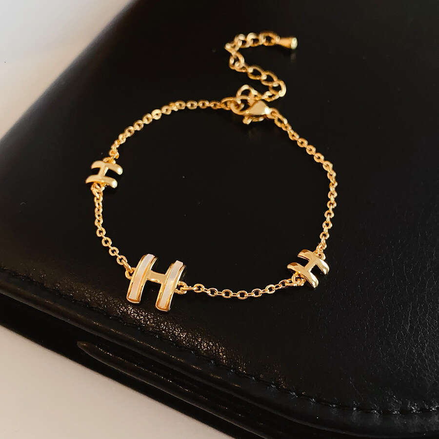 Bracelet Designer luxury bangle Real Gold Plated Zircon Mother-of-Pearl Flower Light High-End Exquisite Bracelet Design Sense Niche Jewelry