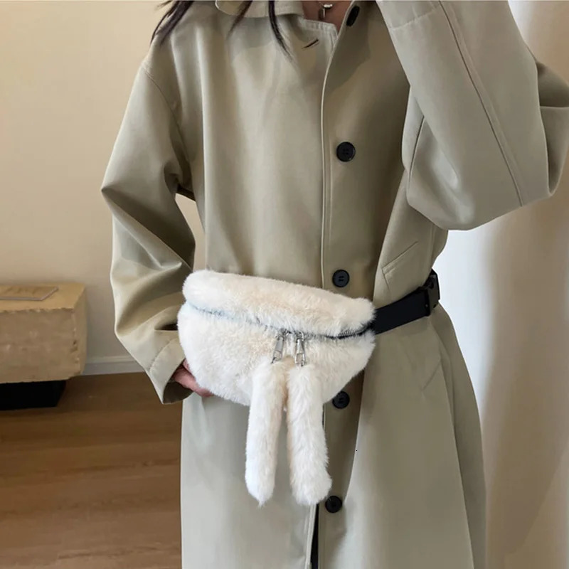 Faux Rabbit Fur Fanny Pack Women Plush Waist Bag Men Winter Bum Bag Female Travel Bum Hip Coins Phone Pouch Casual Chest Bag 251030