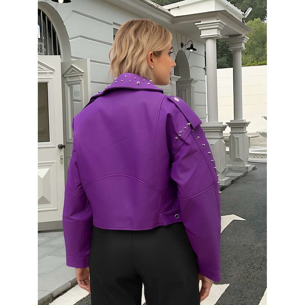 Spring And Autumn Short PUPU PU Leather Jacket Women S Trendy Street Style Outerwear Metal Zipper Pocket Design Windproof Versatile