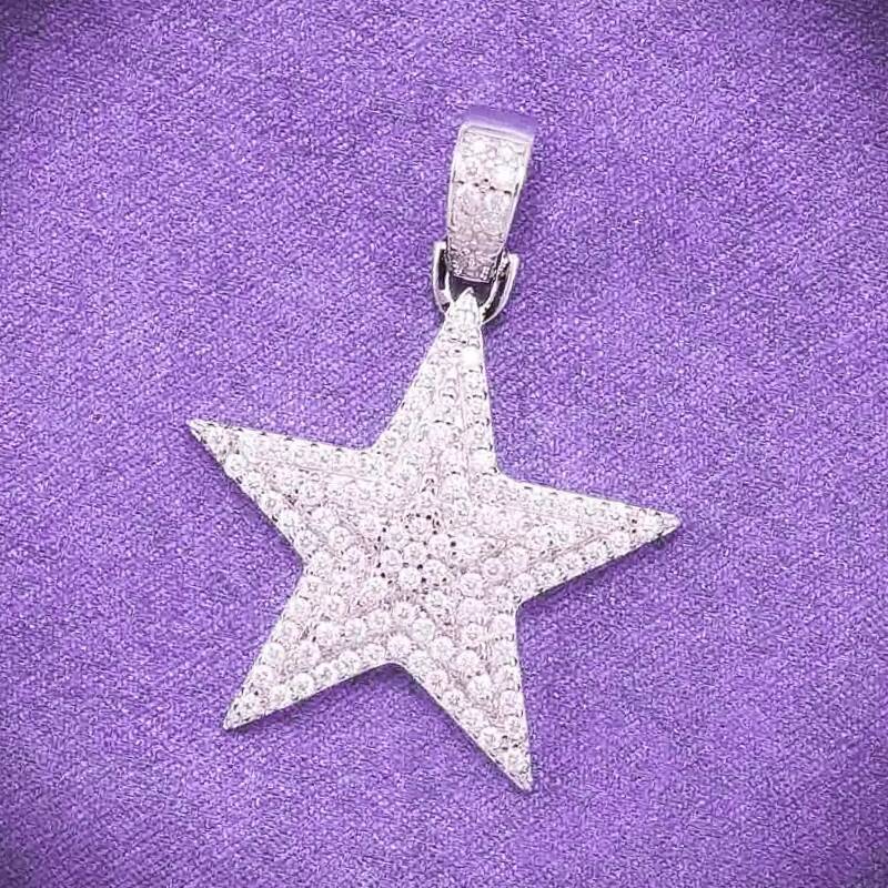 Hip Hop VVS Bling Moissanite Iced Out Mens Cluster Star Pendant With 925 Sterling Silver Pass Diamond Tester