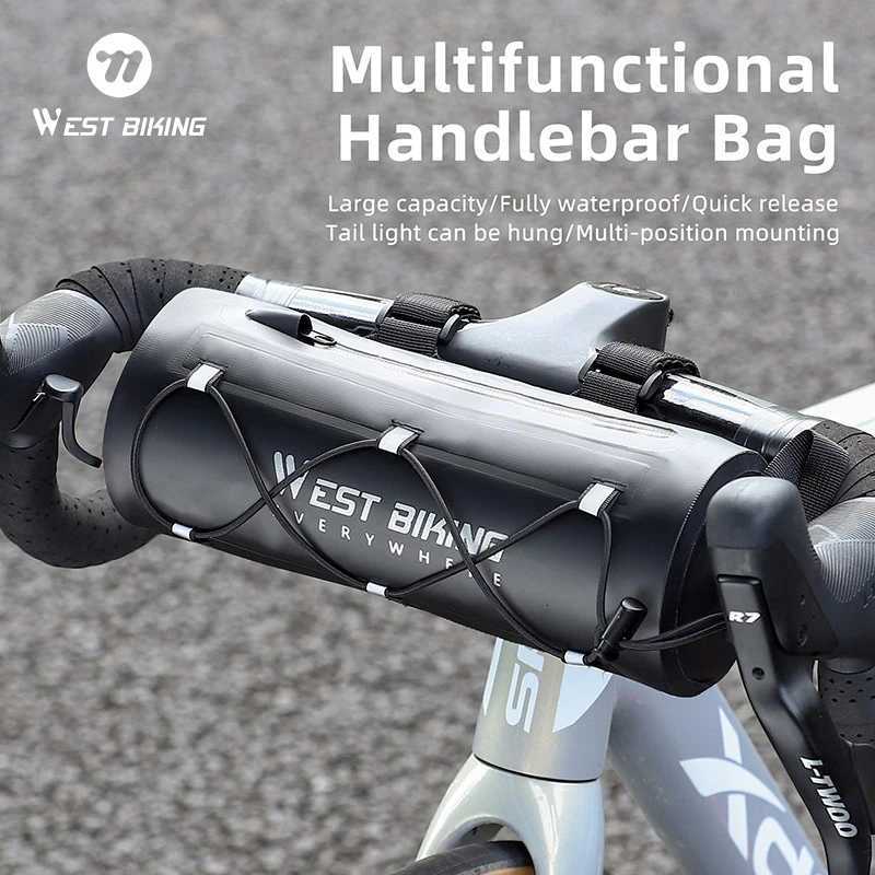 WEST BIKING Bicycle Handlebar Bag 2L Multifunctional Waterproof Bike Front Bag Cycling Handbag Shoulder Bag Bike Accessories H251029