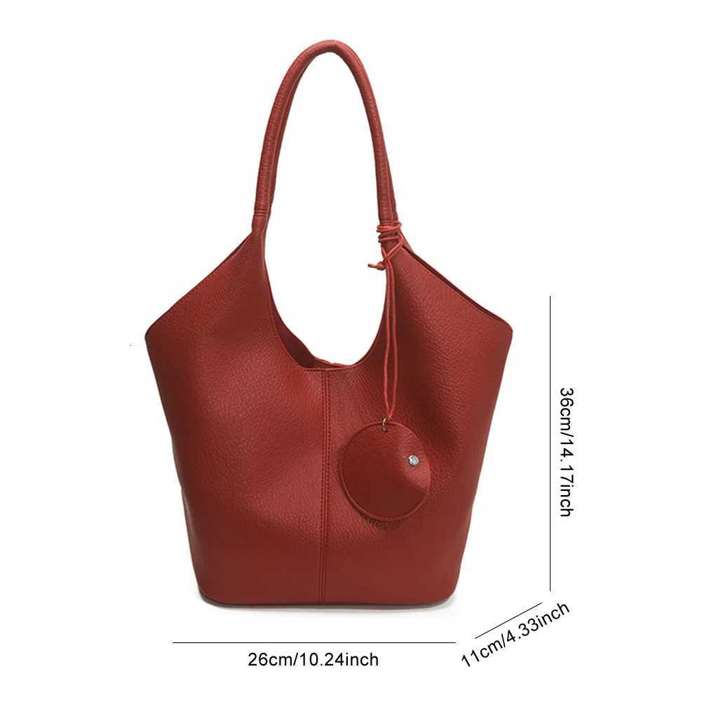 Designer bag PU Leather AllMah Shoder Bag Lychee Pattern Elegant Tote Bag Solid Color Casual Armpit Bag Cmute Bag with Mahing Cluh Y251029