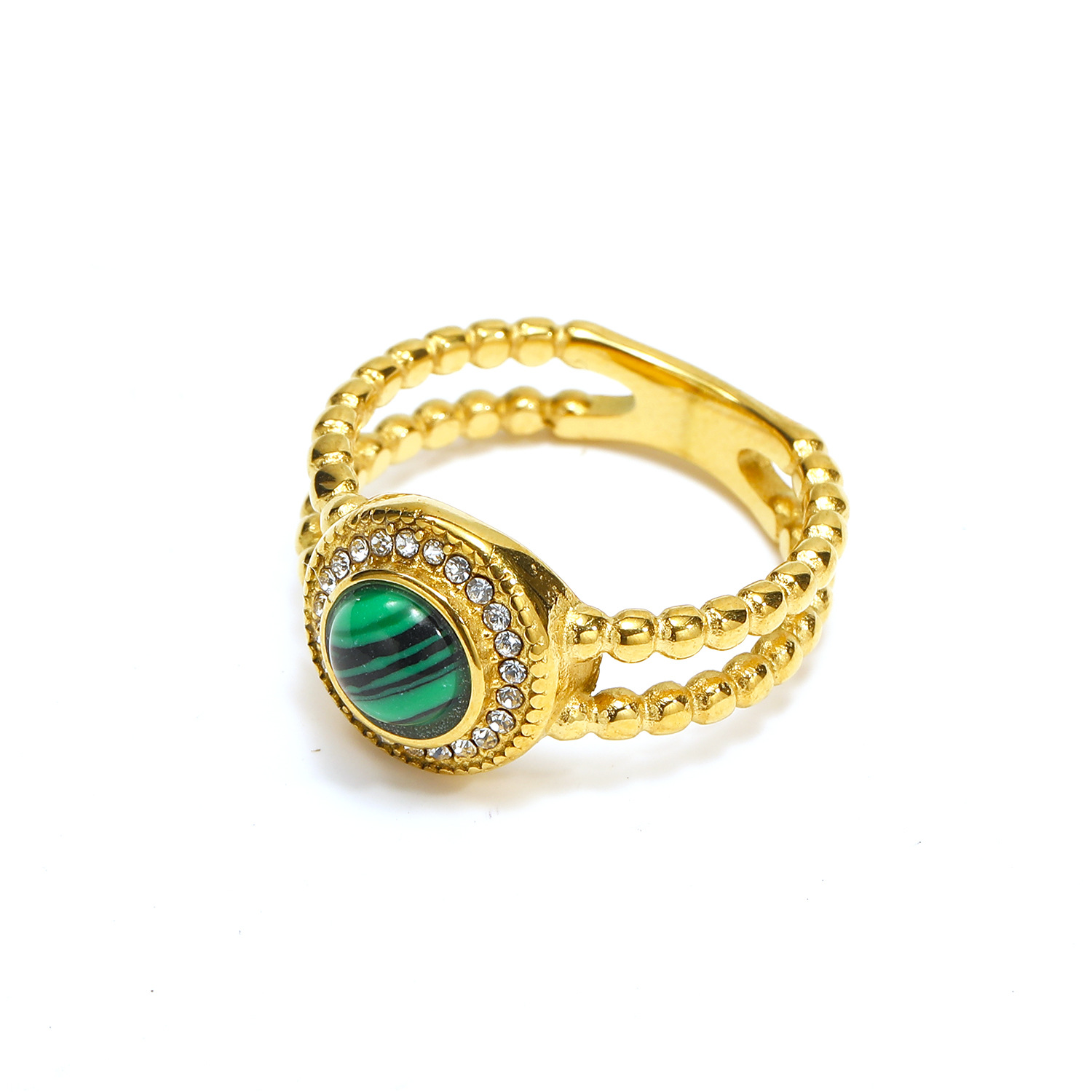 Designer ring 18k Gold Plated Circle Natural Stone Ring Zircon Freshwater Pearl Light Luxury Fashion Simple Ring free shipping gift for women diamond 