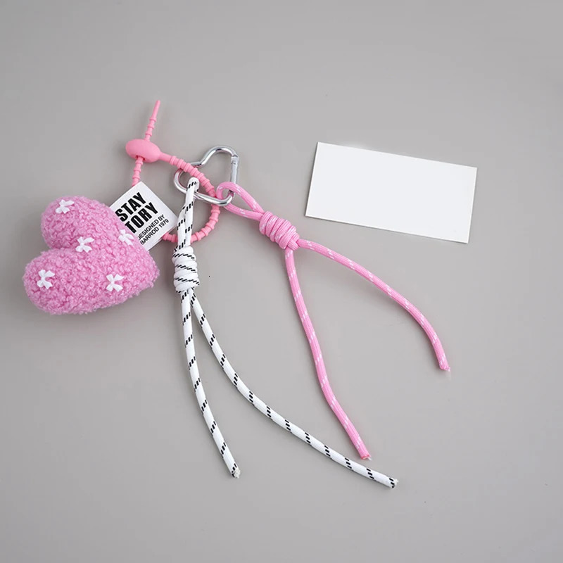 Cartoon Plush Bow Love Keychains For Women Y2k Bag Pendant Couple Car Key Chains Jewelry Gift Decoration Accessories 251030