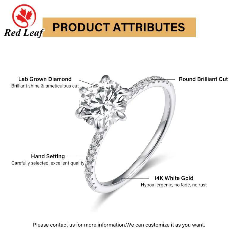 Custom 10K 14K 18K White Gold IGI Certified Lab Diamond Engagement Ring 1CT 2CT 3CT 4CT D CVD HPHT Round Lab Grown Diamond Ring