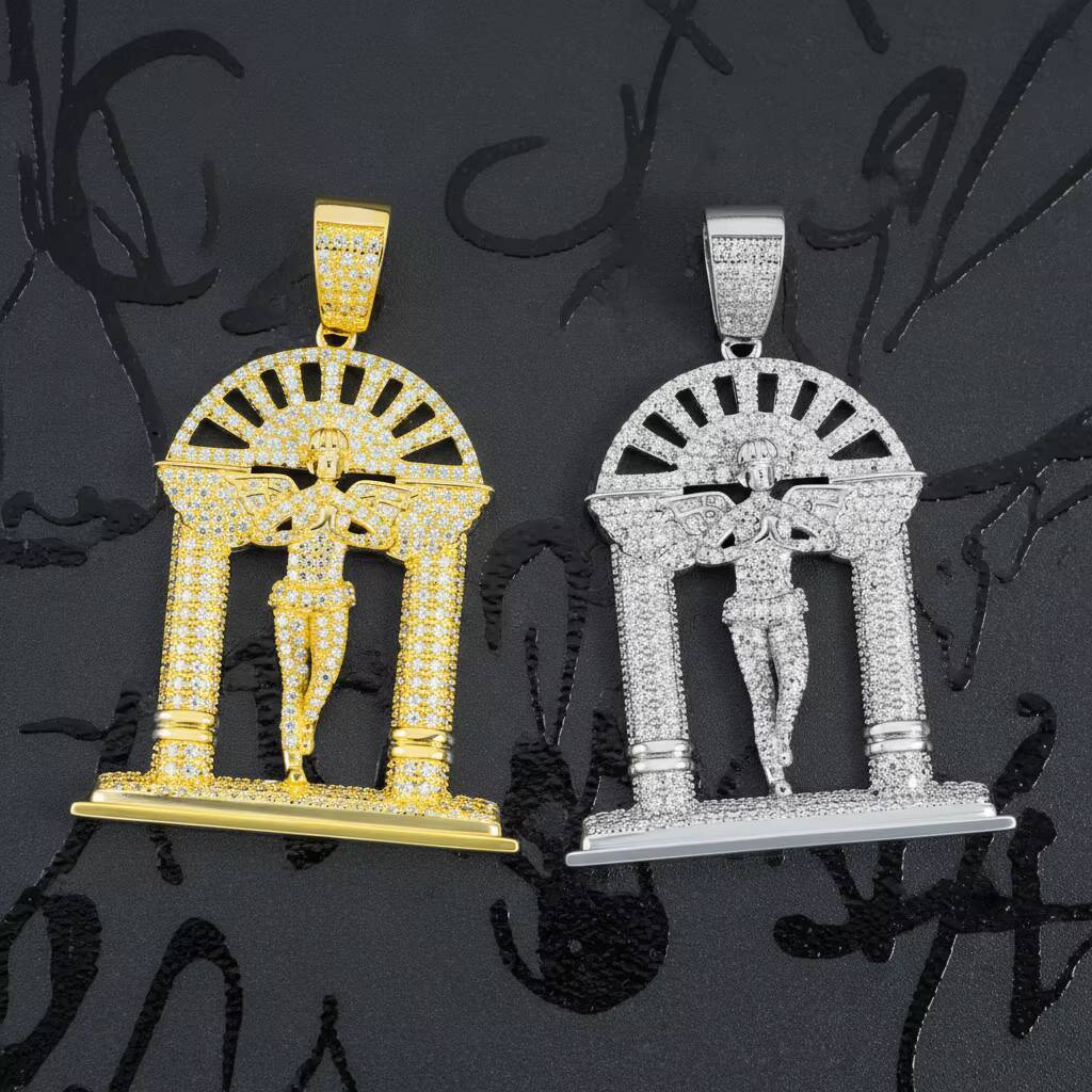 Fine Jewelry D Color VVS Moissanite Diamond Custom 925 Sterling Silver Angle Door Pendant Pass Diamond Tester GRA Certificate