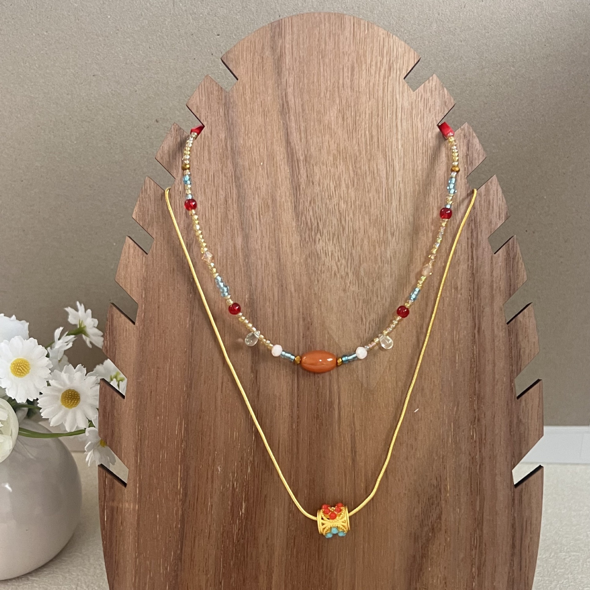 Niche Color Matching New Chinese Necklace Ancient Western Style Exquisite Versatile Pendant Accessories for Women ddmynov