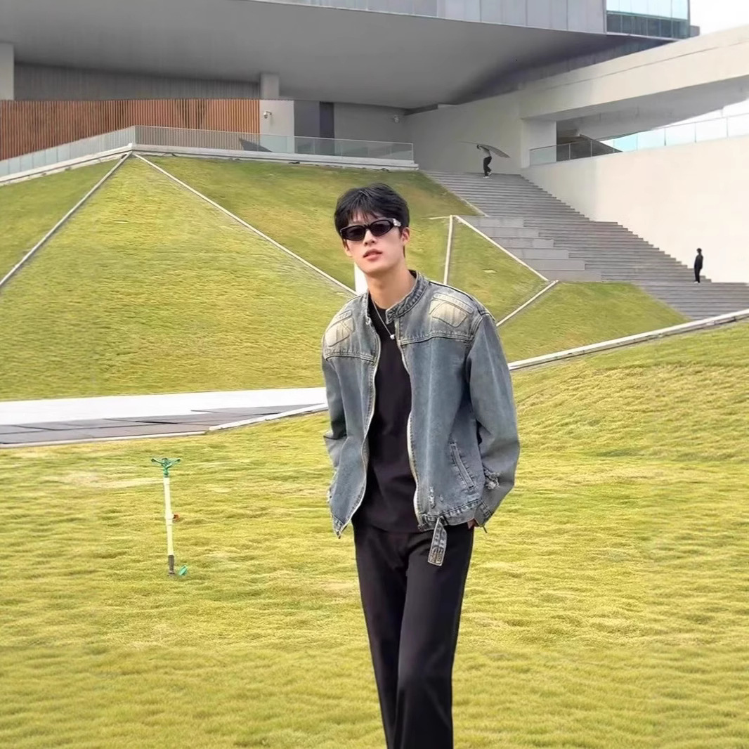 American Style Washed Vintage Designer Coat Men's Denim Jacket Autumn New High Street Loose Versatile Cool Jacket Top