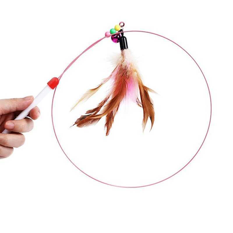 90cm Cat Toys Cat Teaser Wire Fish Funny Cat Rod Fishing Cat Rod Feather Bell Funny Cat Stick Pet Interactive Replaceable head S251029