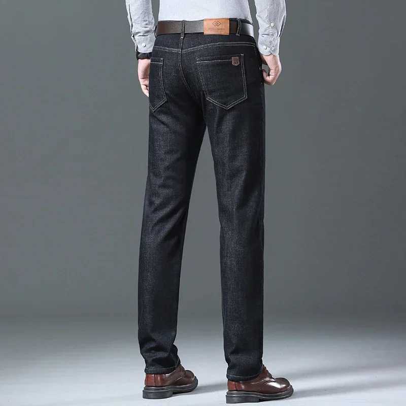 Winter New Warm Fleece Jeans Mens Thick Thermal Casual Straight Denim Pants Male Business Work Stretch Trousers New Clothing J251030