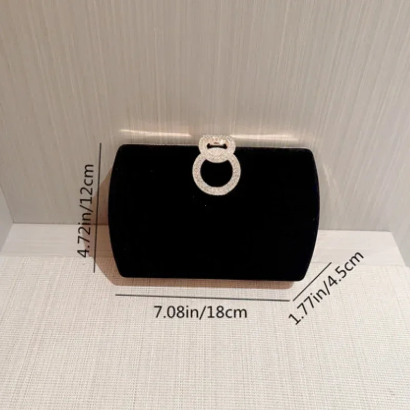 Ladies Autumn Winter Velvet Box Dinner Bag Sparkly Rhinestone Decoration Banquet Bag Clutch Evening Dress Bag Party 251030