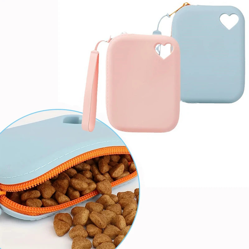 1PC Silicone Dog Treat Bag Pet Snack Bag Travel Portable Training Pet Walking Bag Pet Accessories Dog Food Reward Storage Bag 251030