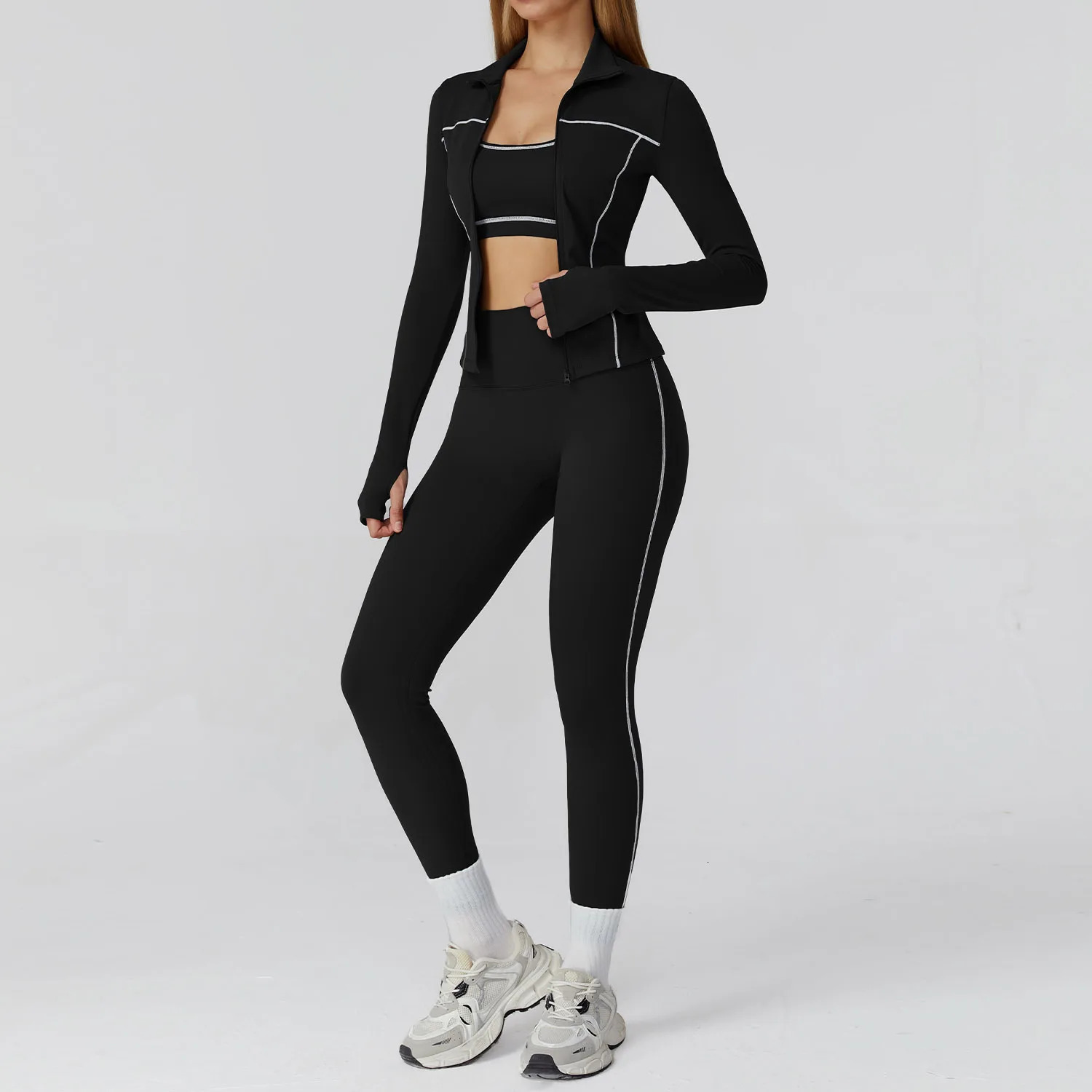 Yoga Set 23PCS Sports Outfits Women Clothes Fitness Tracksuit Gym Legging Workout Long Sleeved Female Bra Yoga Suit Sportswear 251024