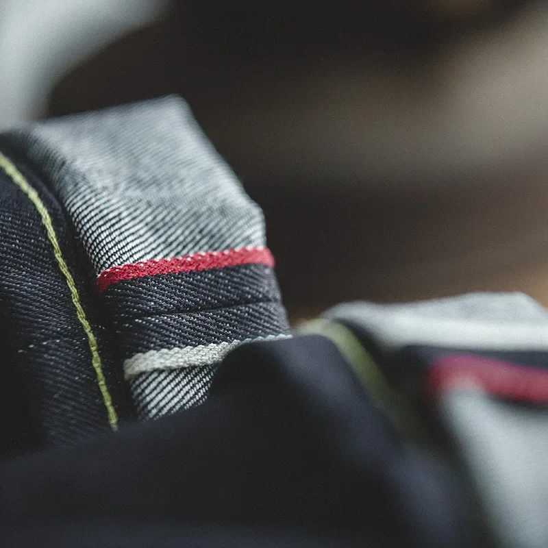 Maden Retro 145oz Selvedge Raw Denim for Mens Jeans with YKK Zipper Fly Embroidery Straight Jeans Classic Solid Color Trousers J251030