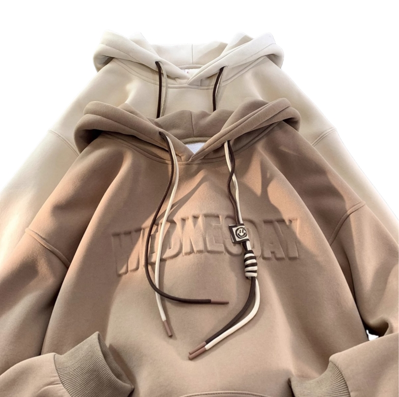 The thick hooded sweatshirt for men's spring and autumn Embossed Letters Casual Hooded Sweatshirt Loose Comfortable Men Women Hoodies