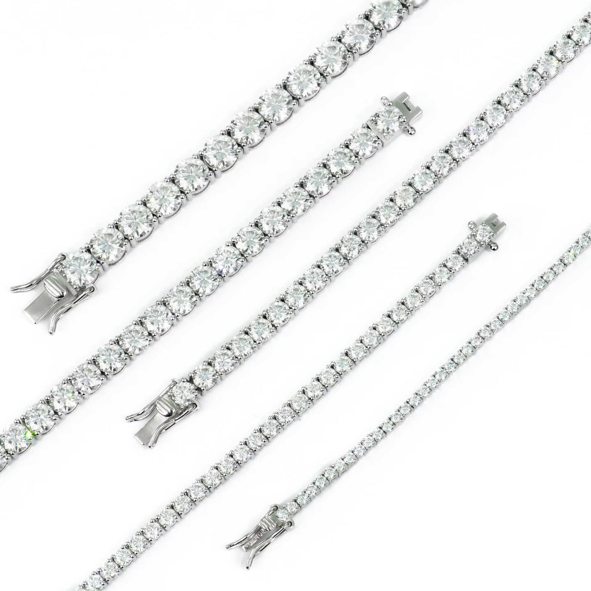 European American Mens S925 Sterling Silver Tennis Bracelet 3mm Moissanite Inlaid CrossBorder Handsome Boyfriend Jewelry