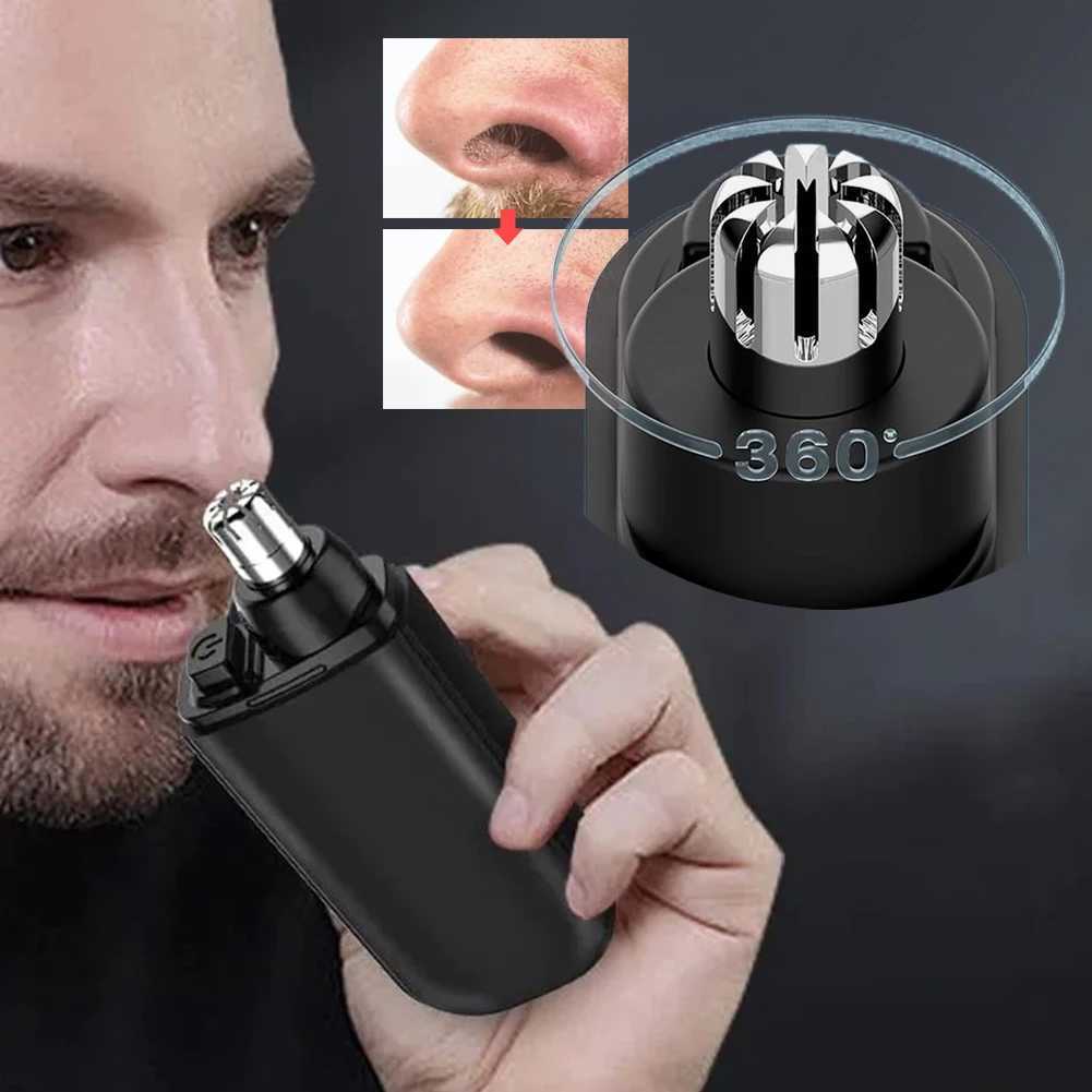 15PCS Electric Painless Nose Hair Clipper 7000 RPM Professional Nose Trimmer DualEdge Blades USB Charging for Face Care M251030