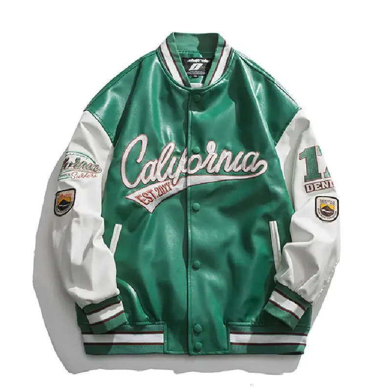 American Style PU Leather Baseball Jacket Mens Casual Loose Outerwear Spring Autumn Couple Pilot Coat 251028