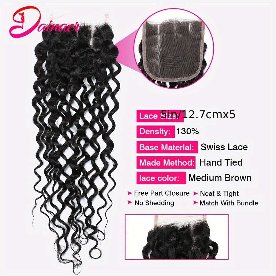 12A Indian Water Wave 5X5 Lace 3 Deep Curl Wet And Wavy Bundles With Closure Remy Human Hair Extensions