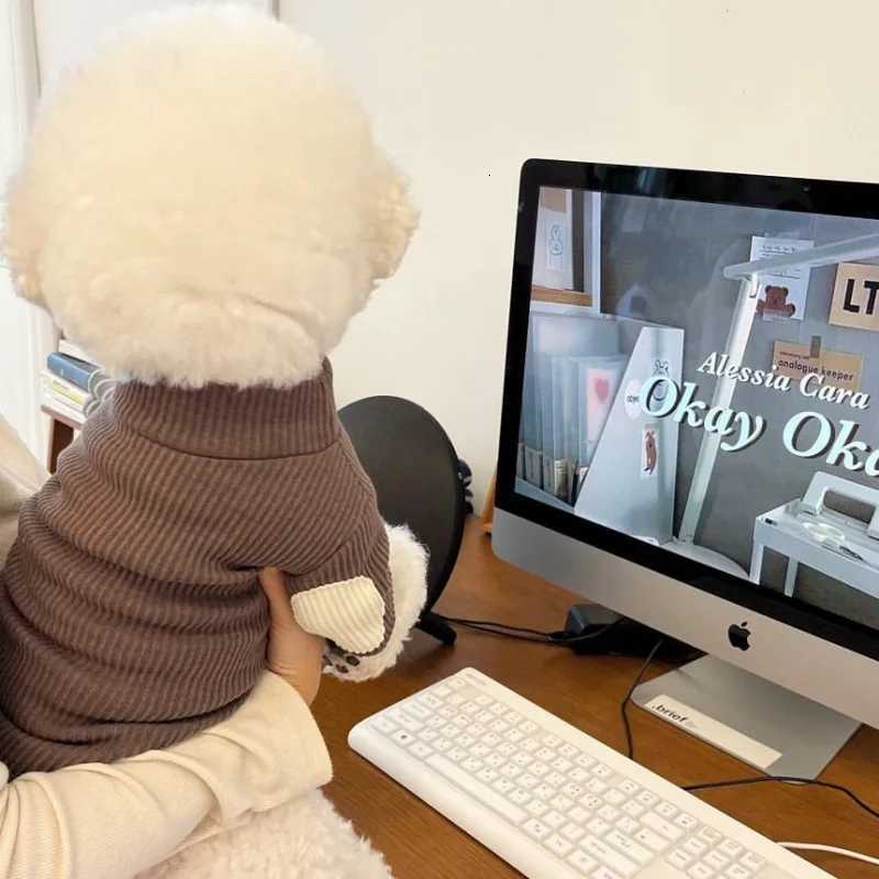 Fashion Pet Dog Bottoming Shirt Puppy Solid Color Clothes Winter Teddy Warm Two Legged Clothing Pet poodle Pullover Dog ets C251030