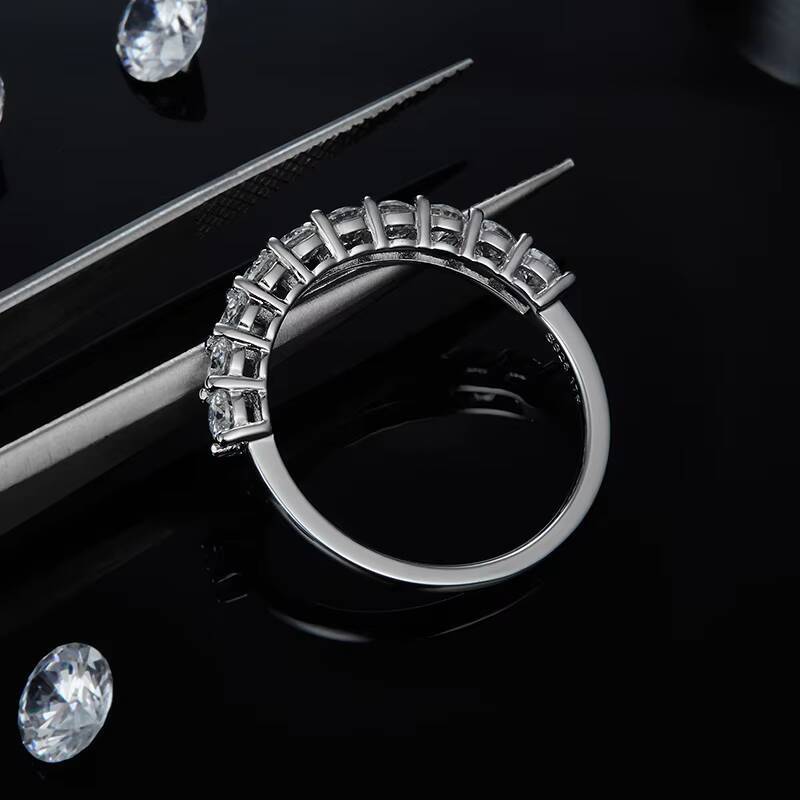 925 Sterling Silver Round Cut 10ct10pcs 100 Moissanite Half Eternity Band Ring for Women Engagement Jewelry