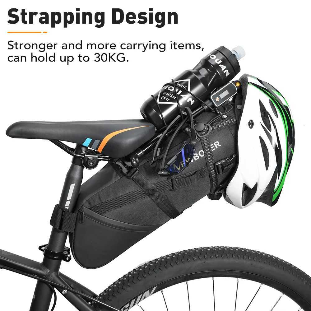NEWBOLER Bike Saddle Bag Waterproof MTB Road Bicycle 10L Large Capacity Cycling Bag Foldabe Tail Rear Bag Trunk Accessories H251029