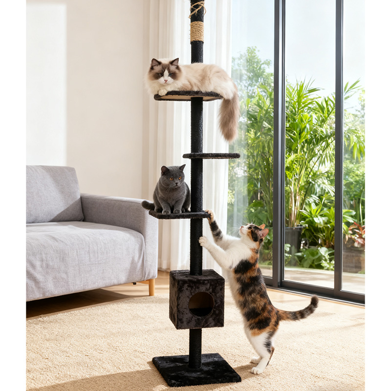 Versatile Indoor Jungle Gym for Cats Featuring Elevated Nap Spots, Tactile Vertical Surfaces & Easy Assembly