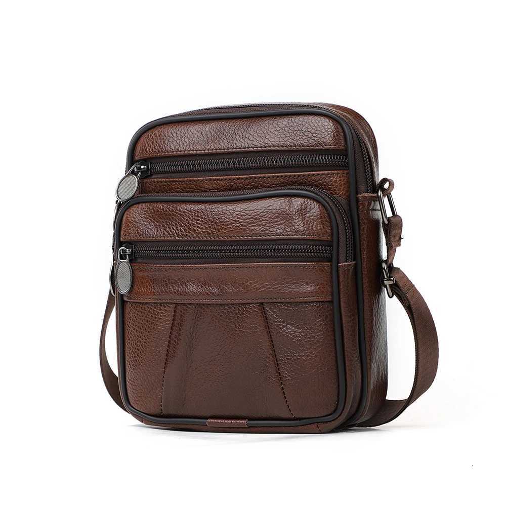 2024 New Casual Vintage Brown Black Coffee Cowhide Genuine Leather Shoder Mini Wen Men Messenger Bag for Phe Purse M6033 Y251011