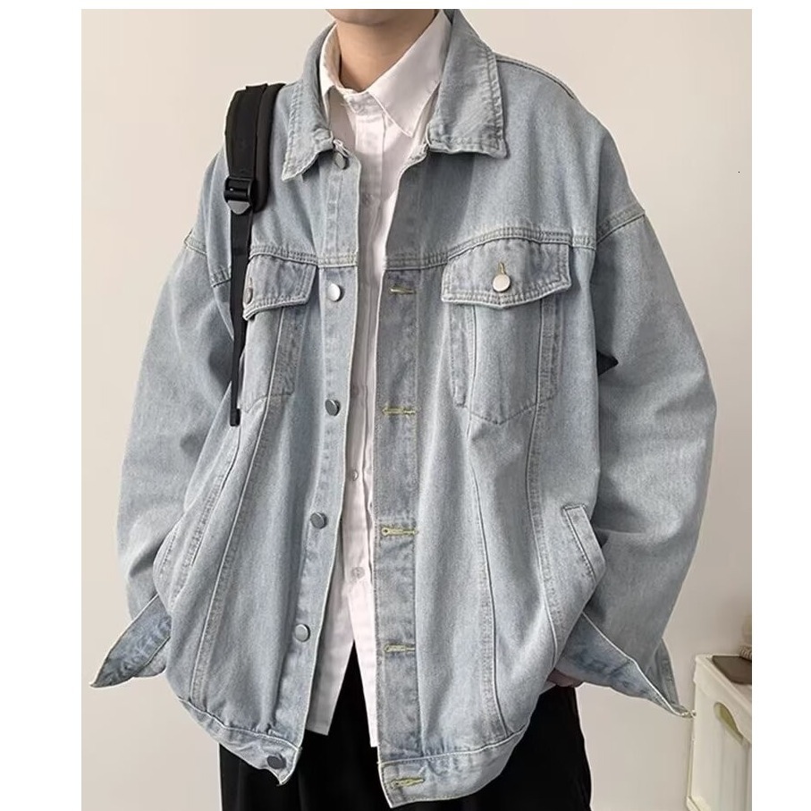 Black Denim Jacket Men Trendy Brand Design Cool Handsome Designer coat Boys Spring Autumn Trendy Loose 2025 New Style Jacket