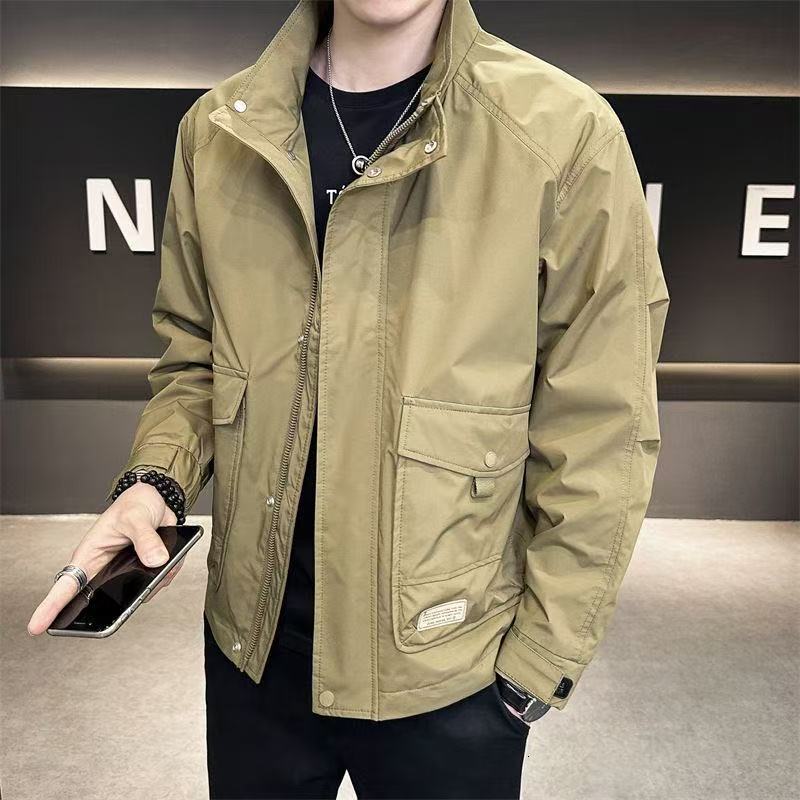 Trendy Brand Spring Autumn Workwear Men's Jacket Stand Collar Casual Designer Coat Coat New Stylish Top Versatile Fashion