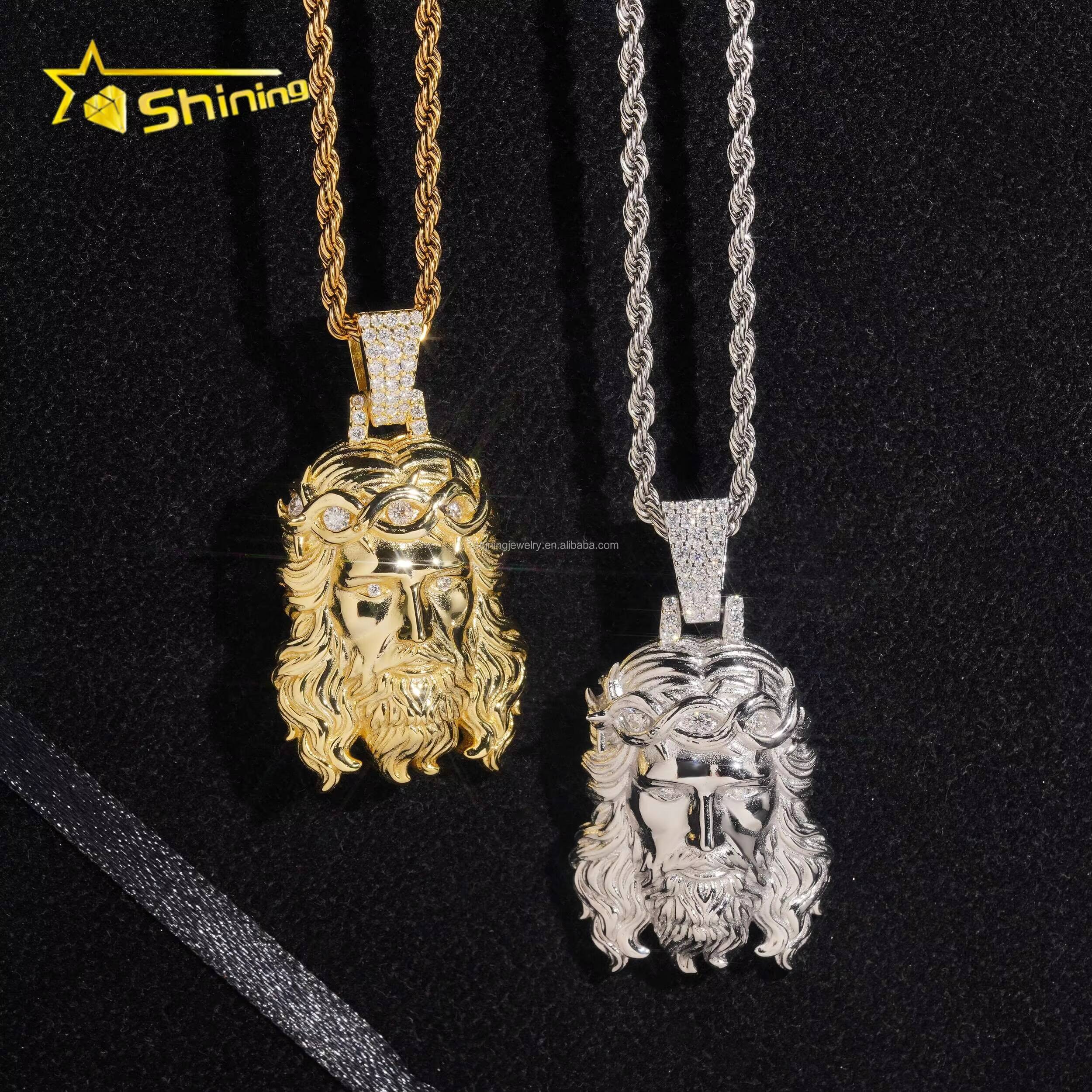 GRA Certificate Wholesale Lowest Price Jewelry Hip Hop Iced Out FL Moissanite Diamond S925 Silver Religious Jesus Pendant Charm Designer's style