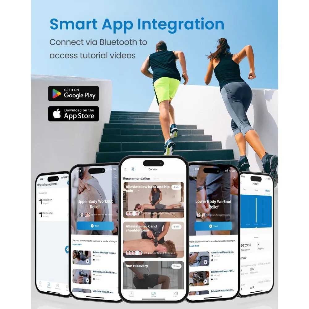 RENPHO Massage Gun Deep Tissue Portable Percussion Muscle Massager with Bluetooth Handheld Device for Back and Neck Carry Cas J251030