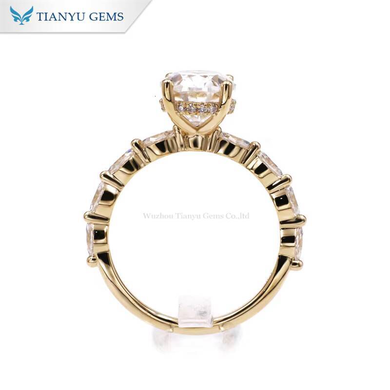 Tianyu Gems Customization 10k Yellow Gold 810mm 3carat D VVS1 Oval Hearts and Arrows Cut Moissanite Jewelry Ring Set for Women