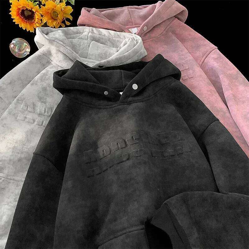 Tie-Dye Hoodies Hipster Street Distressed Pullover Emed Letter Design Loose Fit Hooded Sweatshirt Men Women Hoodie