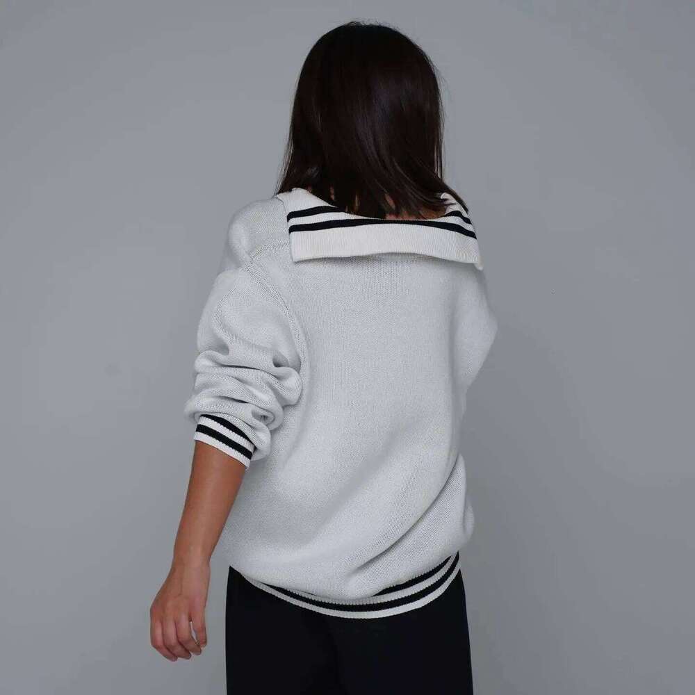 Autumn V-Neck Patchwork Letter Streety Tops Loose Casual Pullovers Long-Sleeved Knitted Shirts Women Sweater Designer Sweater Women Bear Sweater