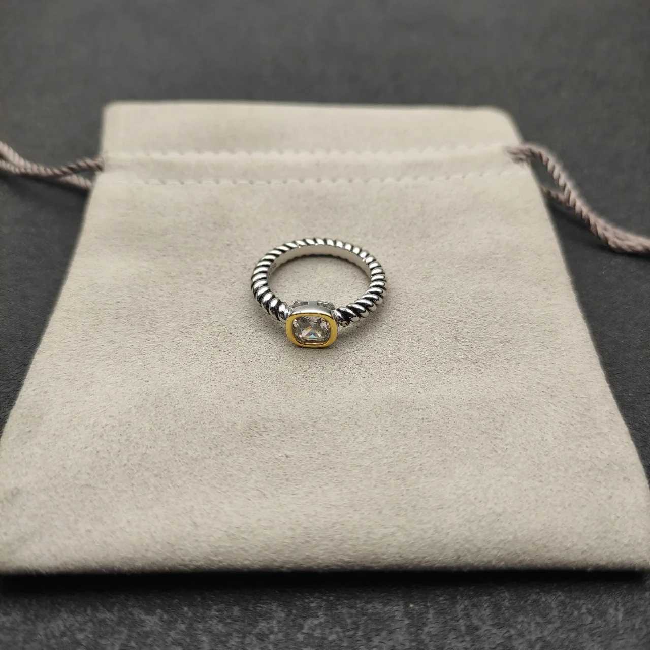 2025 new hot selling 6mm fat square pearl diamond ring neutral personality fashion trend simple retro luxury jewelry giftW251030