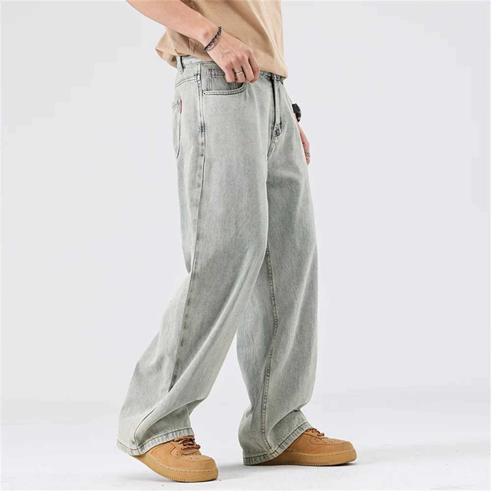 Mens 2025 New High Quality Baggy Jeans Korean Fashion Quickdrying Breathable Jean Pants Mens American Retro Wideleg Trousers J251030