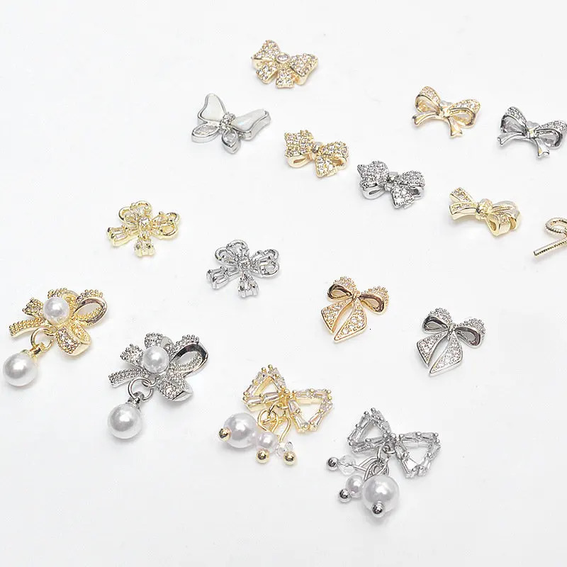 10pcslot 3D Kawaii Bow Zircon Crystals Metal Alloy Rhinestones Jewelry Nail Art Decorations Nails Accessories Charms Supplies 251027