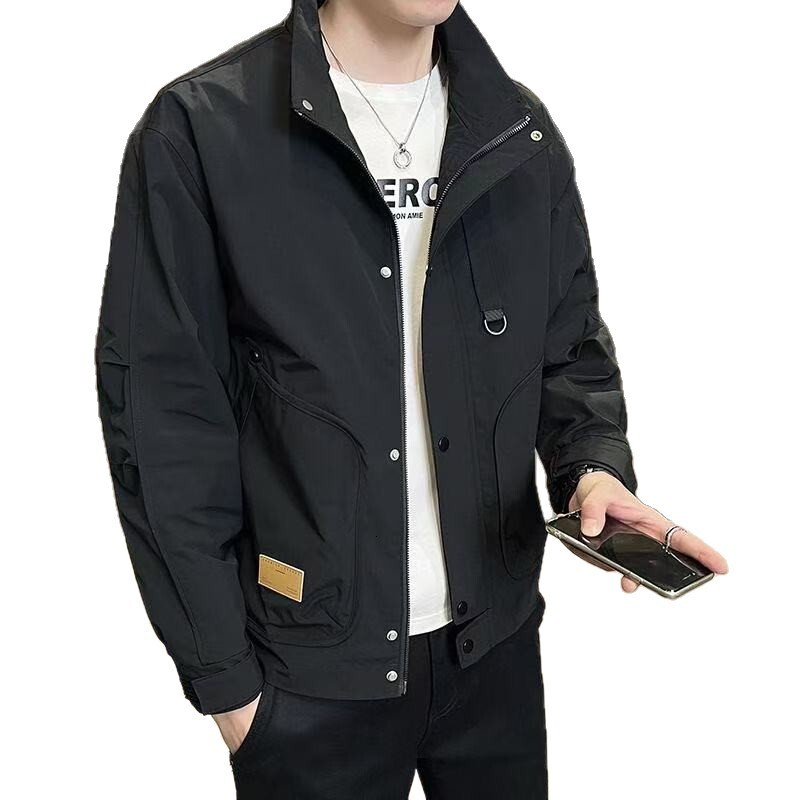 2025 Spring And Autumn New Men's Jacket Workwear Style Jacket Men's Cool Designer Coat Stand Collar Top Versatile Casual Men's Clothing