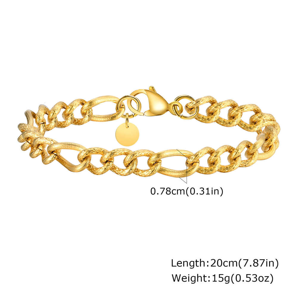 Ladies' Stainless Steel Emed Thick Chain gold Bracelet Hualanxin 2290