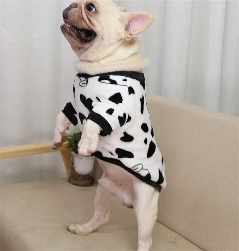 Lovely Leopard Pet Dog Clothes Soft Flannel Winter Puppy Overalls York Dog Cartoon Printing Sphinx Cat Sweatshirt Drop Shipping C251030