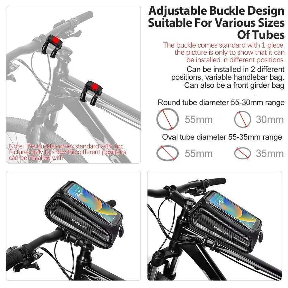 NEWBOLER Bicycle Phone Bag Waterproof Bike Bag 2L EVA Hard Shell Bike Phone Bag For Cycling Touchscreen Front Frame for Road H251029