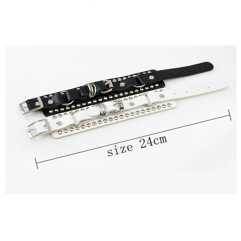 Black Leather Wristband Bracelet Cuff Goth Gothic Punk Bracelets Women Men Spikes Rivet Stud Bangle Cosplay Rock Unisex Jewelry 251028