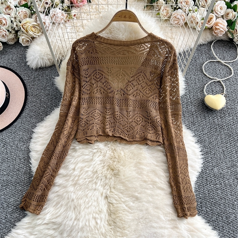 Women Tie Front Crop Cardigan Sheer Openwork Crochet Knit Top Lightweight Bolero Sweater Summer Fairycore Boho Chic Beach Outfit 251010