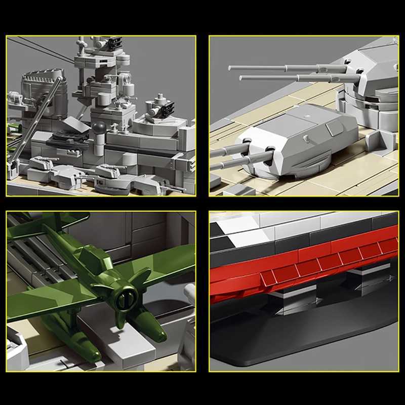 1300 WW2 Battle Ship Building Blocks Model MOC Building Toys Desktop Ornament Christmas Gifts for Boys Kids Adult 2686pcs BrickXJ251030