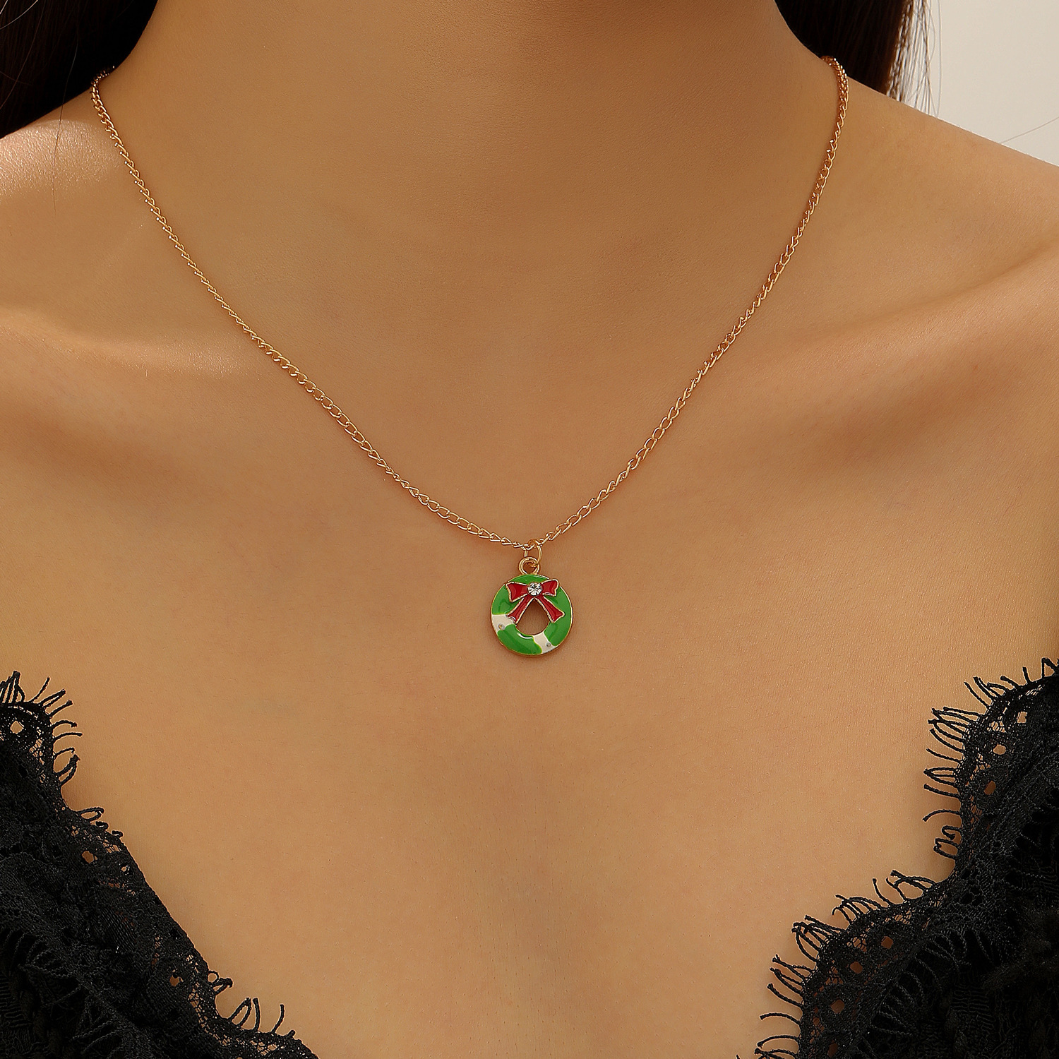 Elegant Alloy Deer Jingle Bells Neckpiece Ideal for Seasonal Celebrations