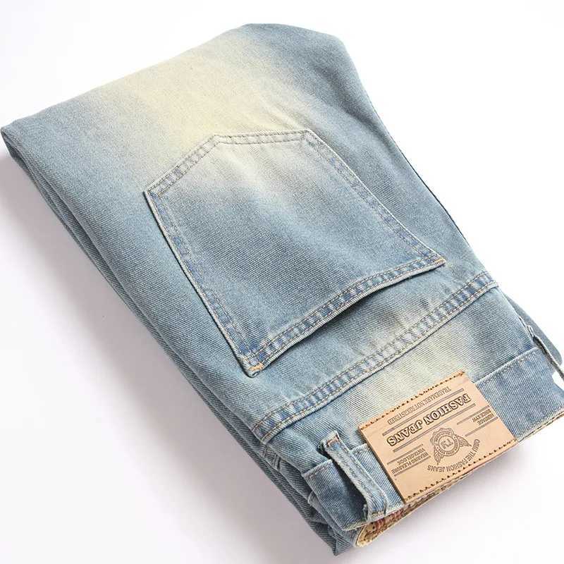 Nostalgic ripped jeans mens 2025 autumn collection trendy brand American retro washed loose straight leg fashionable long pants J251030