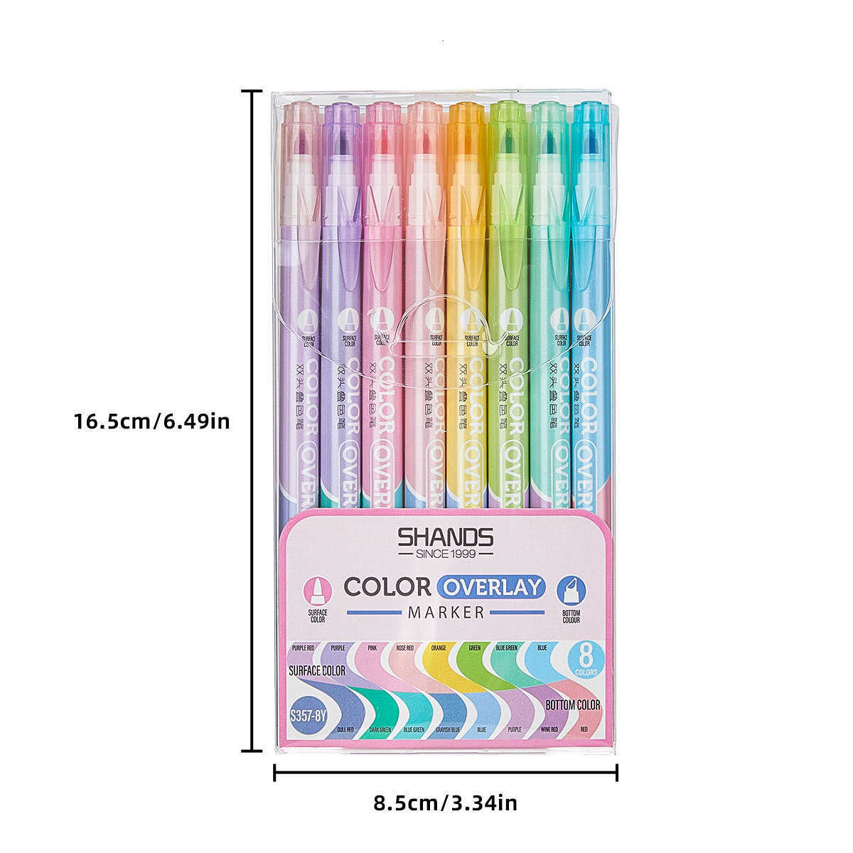 8Pcs Double-ended stackable multi-color fluorescent pens for students' drawing and note-taking. Children's quick-drying watercolor pens. X25